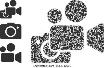 Itself recursion collage photo and video cameras. Vector photo and video cameras collage is composed from repeating itself photo and video cameras items. Flat design.