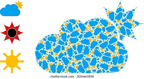 Itself recursion composition sun cloud. Vector sun cloud composition is organized of scattered itself sun cloud items. Abstract design.