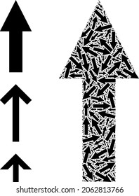 Itself recursive collage up arrow. Vector up arrow collage is designed with scattered itself up arrow parts. Flat illustration.