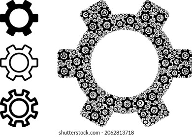 Itself recursive collage gear. Vector gear collage is composed of randomized itself gear elements. Abstract illustration.