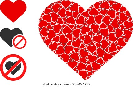 Itself recursive collage love heart. Vector love heart collage is done with random recursive love heart items. Flat design.