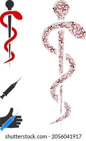 Itself recursive collage medical snake. Vector medical snake collage is formed with scattered itself medical snake pictograms. Flat illustration.