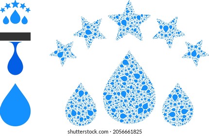 Itself recursive collage quality water drops. Vector quality water drops composition is done from randomized recursive quality water drops pictograms. Flat design.