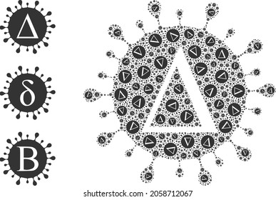 Itself recursive composition Delta coronavirus. Vector Delta coronavirus composition is composed from randomized itself Delta coronavirus pictograms. Abstract design.