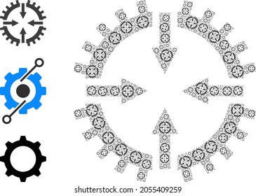 Itself recursive composition gear center. Vector gear center composition is made of repeating itself gear center icons. Abstract illustration.
