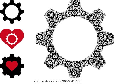 Itself recursive composition gearwheel. Vector gearwheel composition is composed with repeating recursive gearwheel items. Flat illustration.
