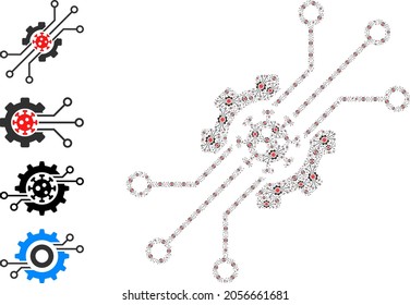 Itself recursive mosaic artificial virus. Vector artificial virus mosaic is designed from randomized itself artificial virus icons. Flat illustration.