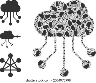 Itself recursive mosaic cloud links. Vector cloud links mosaic is designed with randomized recursive cloud links parts. Flat illustration.
