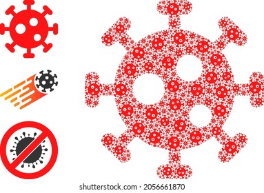 Itself recursive mosaic virus. Vector virus mosaic is designed of repeating itself virus parts. Flat illustration.