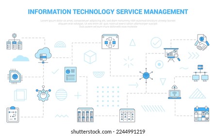 itsm information technology service management concept with icon set template banner with modern blue color style