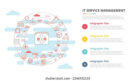 itsm information technology service management concept for infographic template banner with four point list information