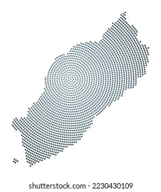 Itsukushima dotted map. Digital style shape of Itsukushima. Tech icon of the island with graduated dots. Trendy vector illustration.