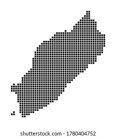 Itsukushima map. Map of Itsukushima in dotted style. Borders of the island filled with rectangles for your design. Vector illustration.