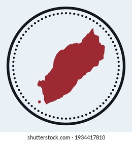 Itsukushima round stamp. Round logo with island map and title. Stylish minimal Itsukushima badge with map. Vector illustration.