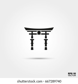 Itsukushima Shrine Gate, Miyajima, Japan. EPS 10 Vector icon.