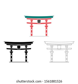 Itsukushima Shrine Landmarks in Japan Isolated vector illustration