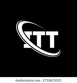 Logotipo de ITT. Carta ITT. Diseño de logotipo de la letra ITT. Logotipo de ITT inicial vinculado con el círculo y el logotipo del monograma en mayúsculas. Tipografía ITT para tecnología, negocio y marca inmobiliaria.
