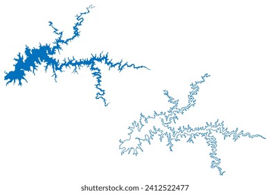 Itumbiara Lake (Federative Republic of Brazil) map vector illustration, scribble sketch Reservoir Lago das Brisas dam map