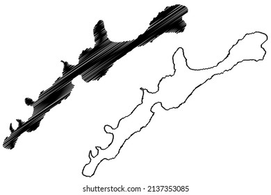 Iturup island (Russia, Japan, Russian Federation, Kuril Islands Archipelago) map vector illustration, scribble sketch Etorofu or Ainu map