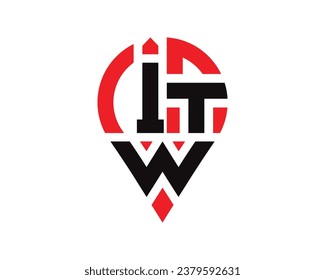 Diseño del logotipo de la forma de ubicación de la letra ITW. Diseño sencillo del logotipo de ubicación de letras ITW.