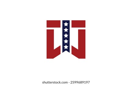 ITW or WTI usa flag monogram logo design
