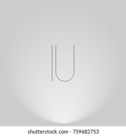 IU Black thin minimalist LOGO Design with Highlight on Gray background.