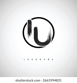 IU Brush Stroke Logo – Modern Artistic Symbol with Ink Texture for Creative Branding and Visual Identity Design