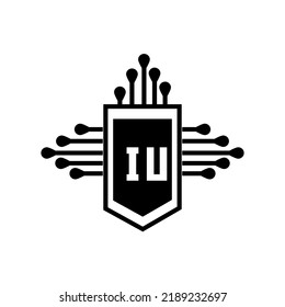  Concepto del logotipo de la letra de círculo creativa de IU. Diseño de letras IU.
