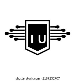  IU creative circle letter logo concept. IU letter design.
