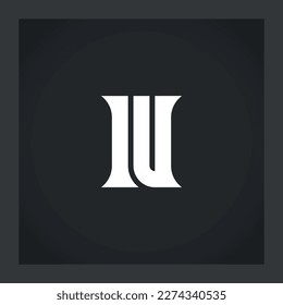 IU - design element or icon. Letter U and number 1 - logotype. Monogram template or logo.