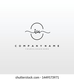 IU handwriting initial logo template vector.