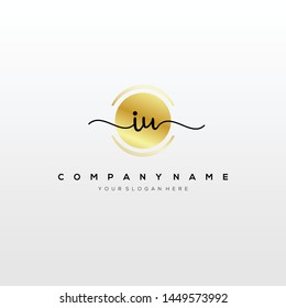 IU handwriting initial logo template vector.