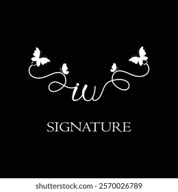 IU Handwritten initial letter, IU simple signature vector logo with butterfly shape variation, beauty, photography letter logo design. I U