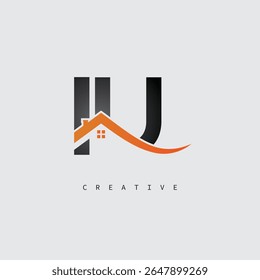 IU House Letter Logo – Creative Real Estate Monogram with Roof Shape and Home Icon for Property, Architecture and Modern Branding Identity