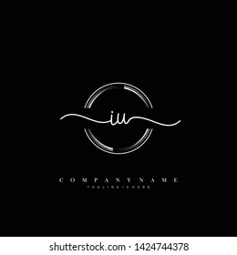 IU initial handwriting logo template vector