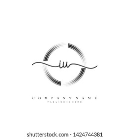 IU initial handwriting logo template vector