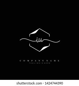 IU initial handwriting logo template vector