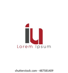 iu initial letter linked lowercase logo. i and u vector template design.