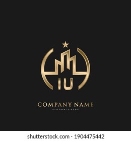 IU Letra inicial Casa Real Estate de lujo Logo Vector arte para empresas, edificios, arquitectura