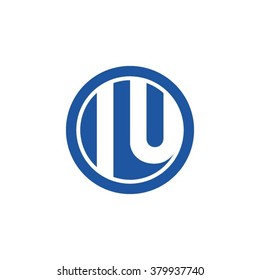IU initial letters circle business logo blue