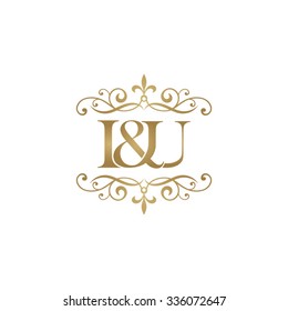 I&U Initial logo. Ornament ampersand monogram golden logo