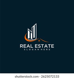 IU initial monogram building and roof logo for real estate with creative circle style design