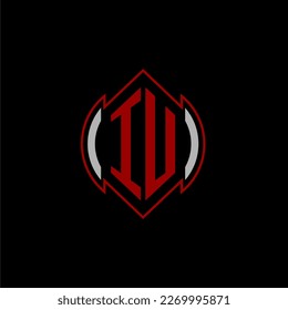 IU initial monogram logo for gaming with Gemoteric line shape style design on isolated background