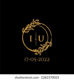 IU initial monogram wedding with creative circle line