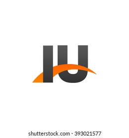 IU initial overlapping swoosh letter logo black orange