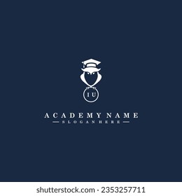 IU Initials Academy Logo Vector Art Icons and Graphics