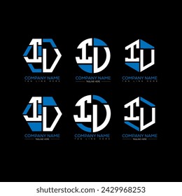 Conjunto de logotipo de letra IU design.IU monograma poligonal y círculo forma vector. IU diseño único.
