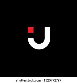 IU letter minimal text logo in red & white colour with black background