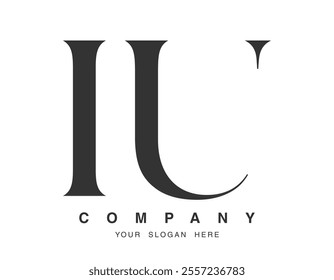 IU logo design. Initial letter i and u serif font style. Creative classic company name typography. Trendy logotype or identity. Vector illustration.
