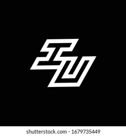 Monograma del logotipo de IU con una plantilla de diseño de espacio negativo de estilo inferior aislada en fondo negro